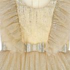 Younger Girls Gold Tulle Ruffled Dress, 1, hi-res