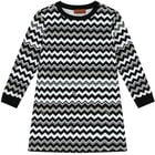 Girls Black & White Zigzag Dress, 1, hi-res