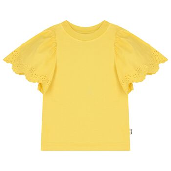 Girls Yellow Broderie Anglaise Top