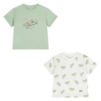 Younger Boys Green & White T-Shirts ( 2-Pack )