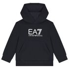 Boys Navy Blue Logo Hooded Top, 2, hi-res