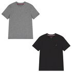 Boys Black & Grey Cotton Logo T-Shirts ( 2-Pack ), 3, hi-res