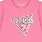 Girls Pink Logo Long Sleeve Top, 3, hi-res