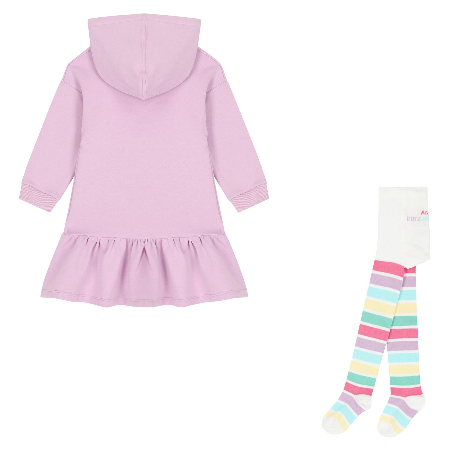 فستان بنات بطبعة القلب باللون البنفسجي, 1, hi-res