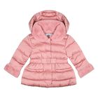 Younger Girls Pink Hooded Puffer Jacket, 1, hi-res
