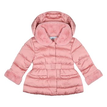 Younger Girls Pink Hooded Puffer Jacket