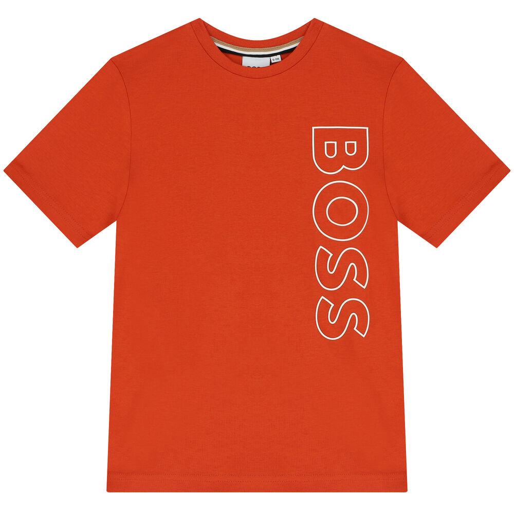 BOSS Boys Orange Logo T-Shirt | Junior USA