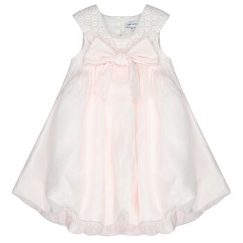 Girls Mini Me Pink Bow Organza Dress
