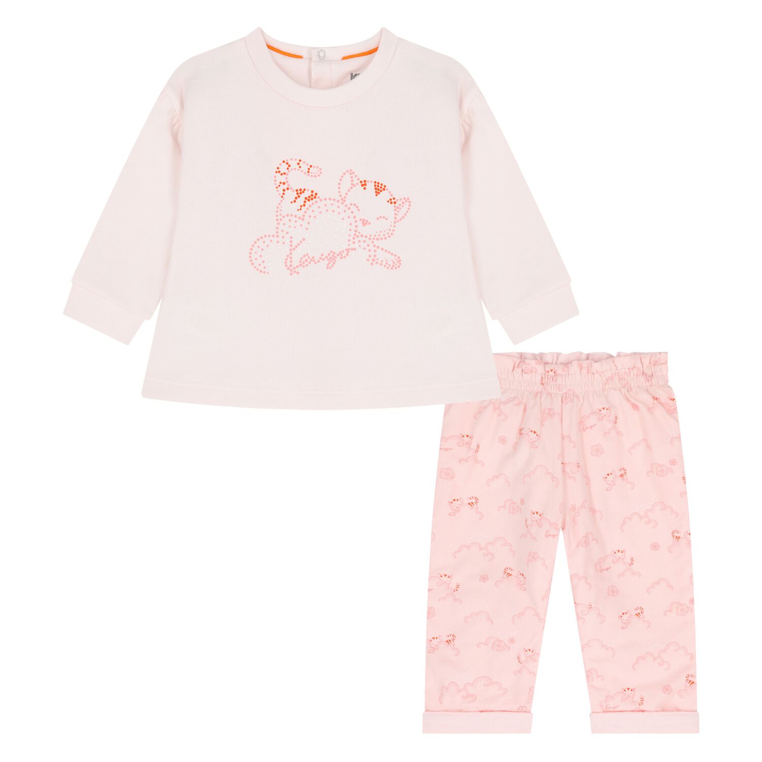 Younger Girls Pink Tiger Logo Trousers Set, 1, hi-res