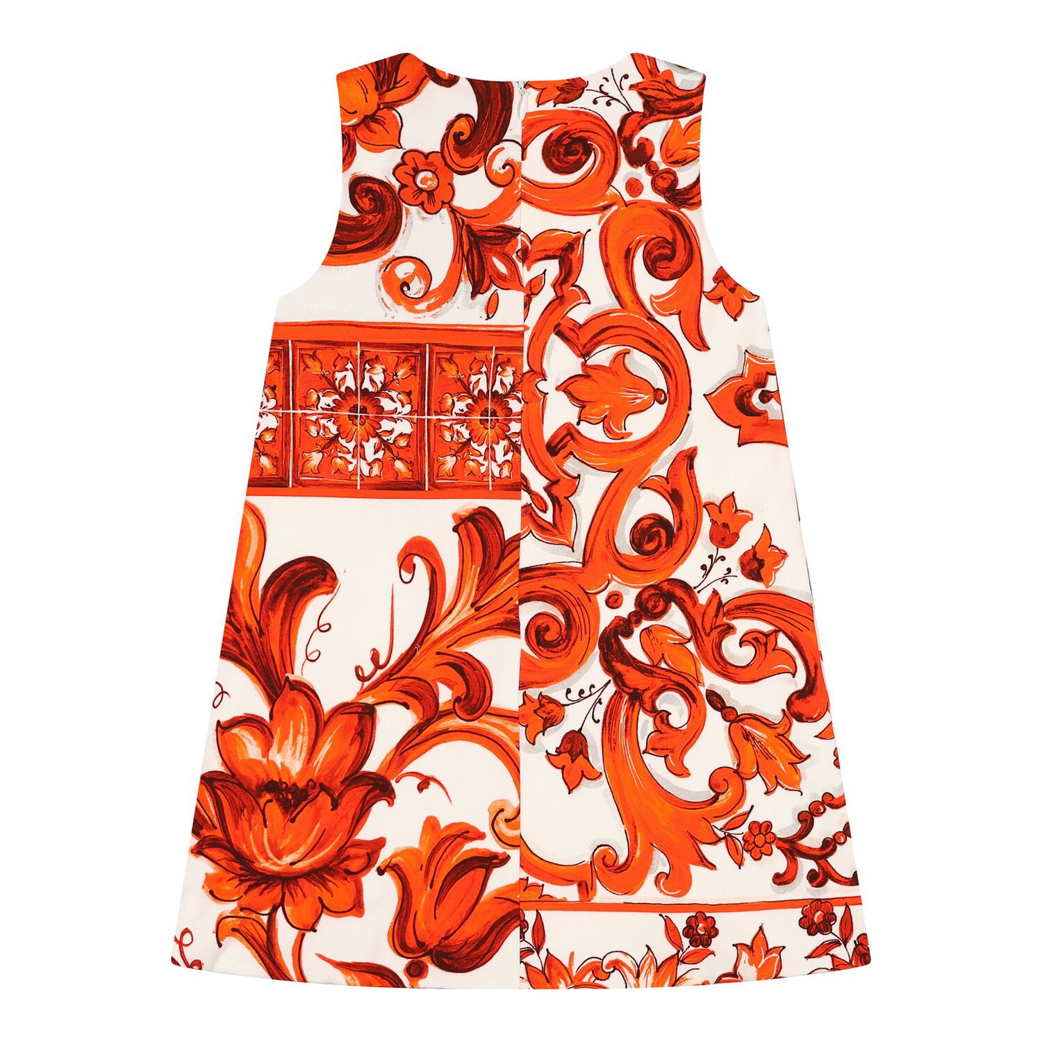 Baby Girls White & Orange Majolica Dress Set, 1, hi-res