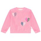 Girls Pink Sequin Hearts Sweatshirt, 1, hi-res
