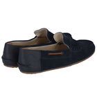 Boys Navy Blue Suede Loafers, 2, hi-res
