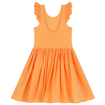 Girls Orange Ruffle Dress