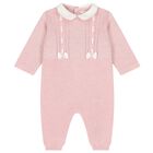 Baby Girls Pink Knitted Romper, 1, hi-res
