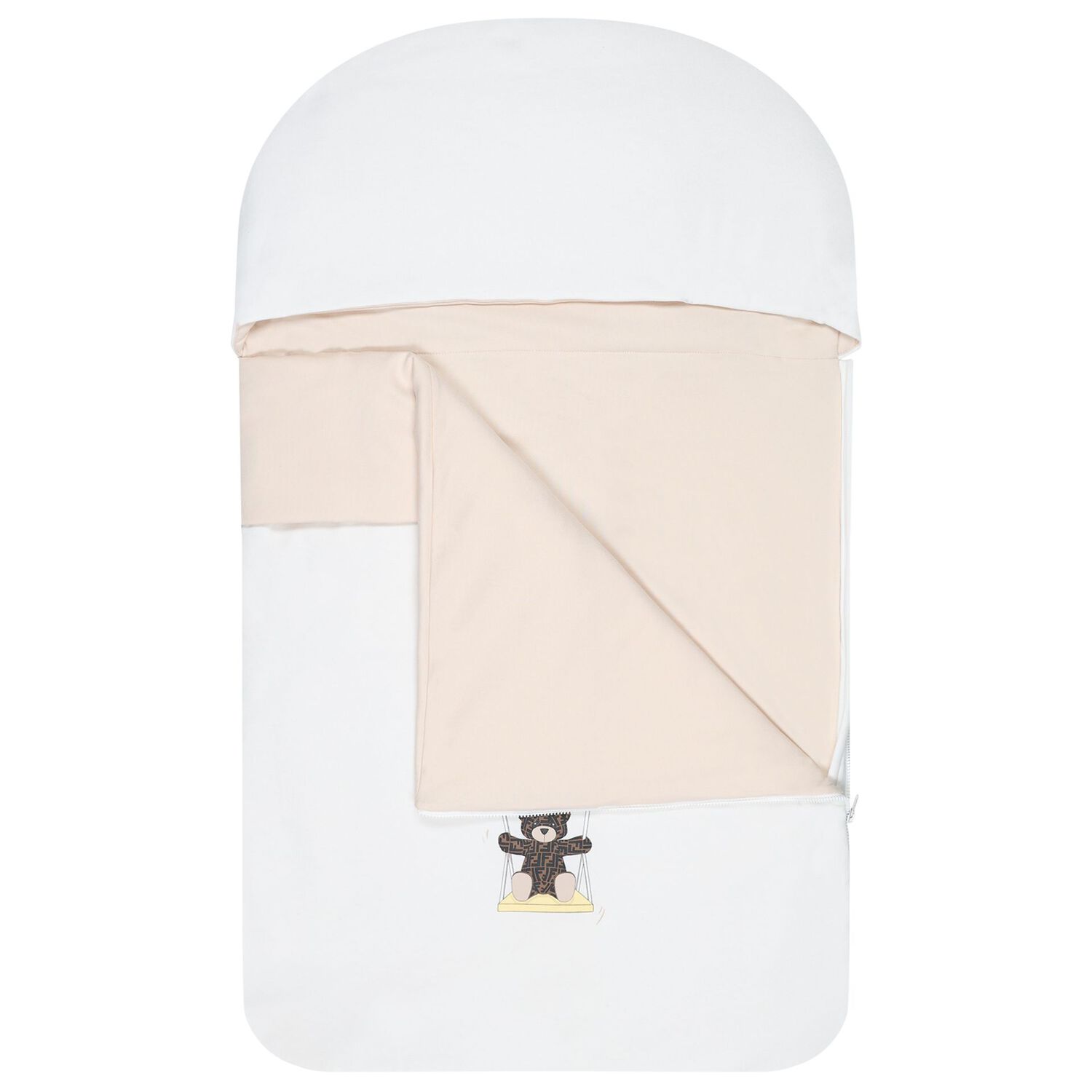 White & Beige Teddy Bear Logo Baby Nest, 2, hi-res