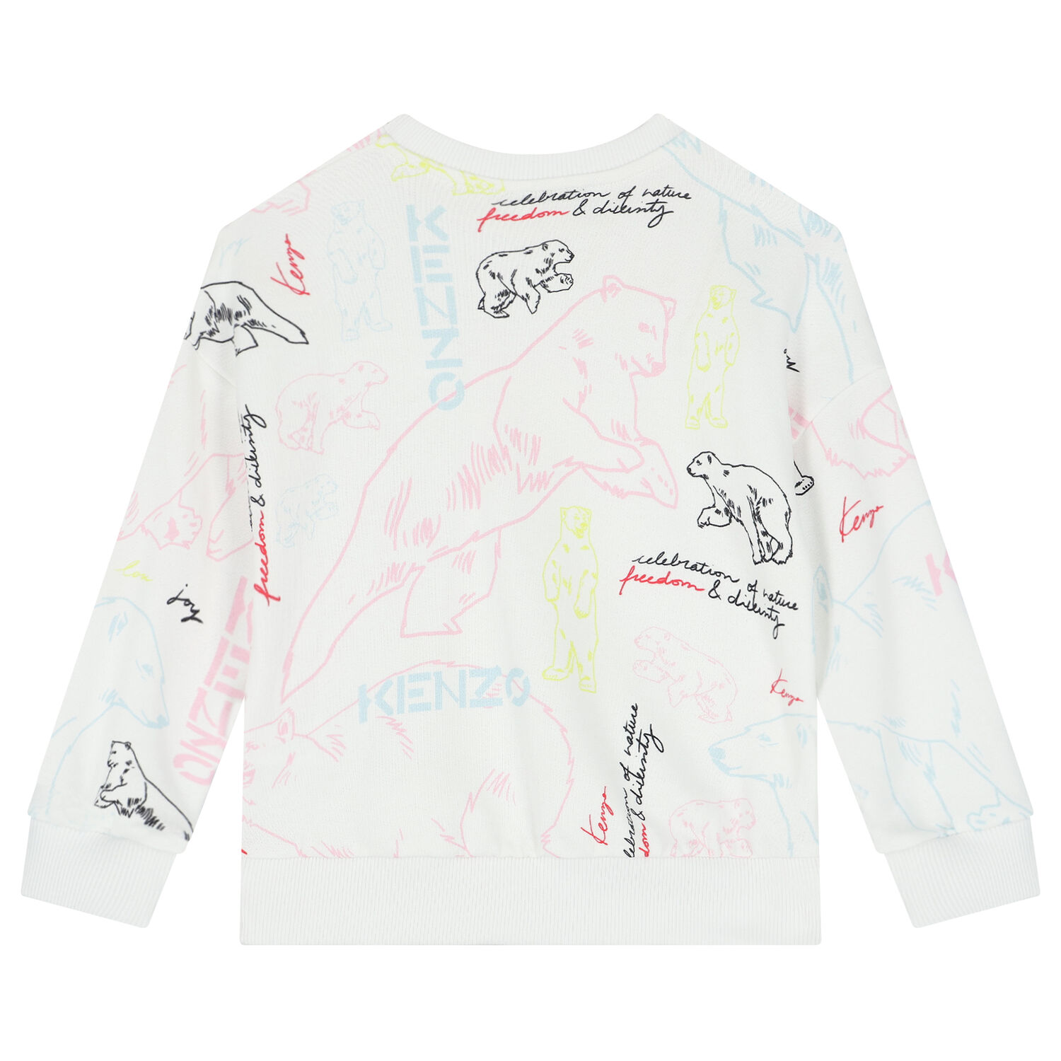 سويت شيرت بالشعار باللون الابيض للبنات, 1, hi-res