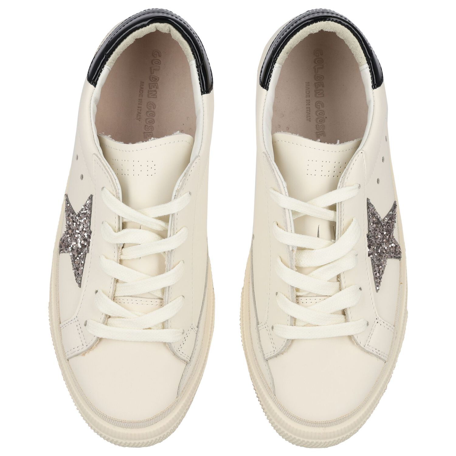 Girls Ivory & Silver Logo Trainers, 1, hi-res