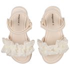 Girls Ivory Tulle Ruffle Sandals, 2, hi-res