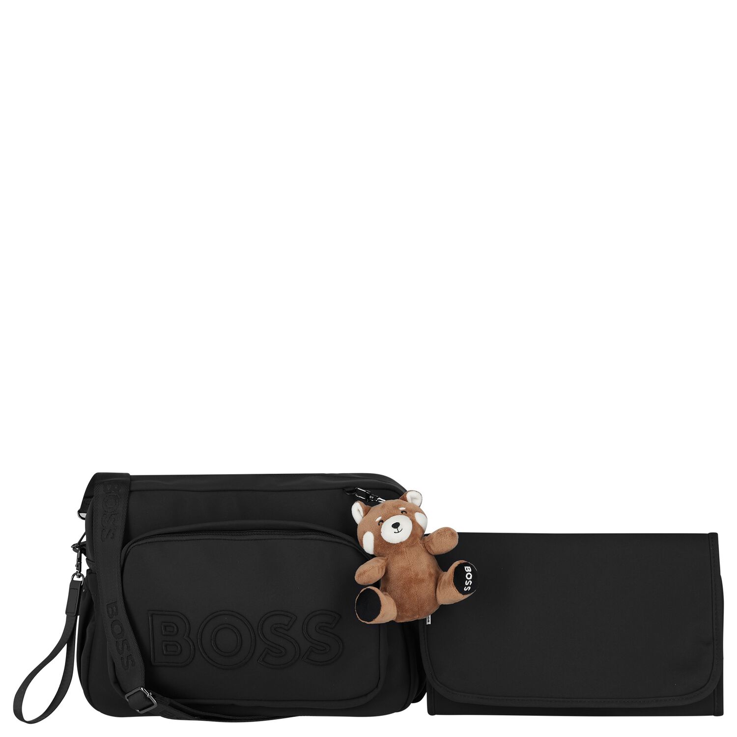 Black Logo Red Panda Baby Changing Bag, 1, hi-res