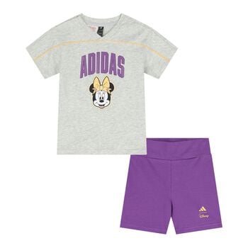 Younger Girls Grey & Purple Disney Shorts Set