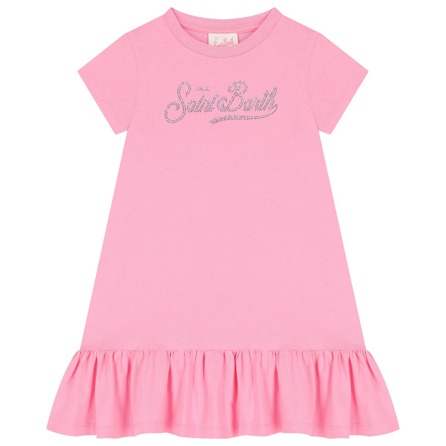 Girls Pink Strass Crystal Logo Dress, 1, hi-res image number null