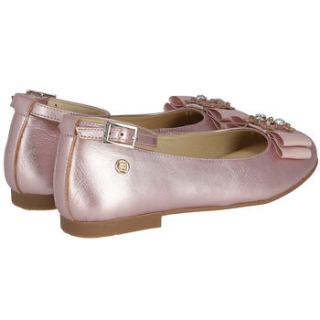 Girls Pink Embellished Ballerina Shoes
