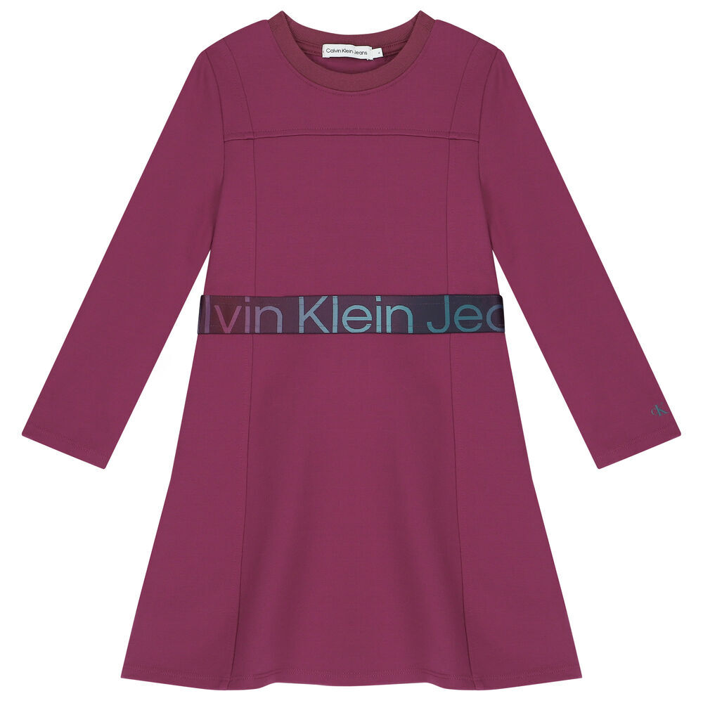 Calvin Klein Girls Purple Logo Dress Junior Couture