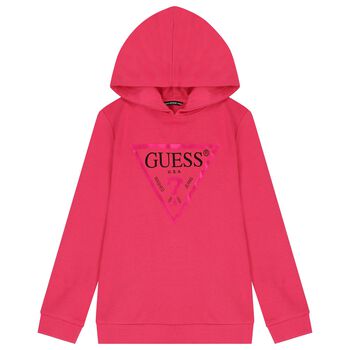 Girls Pink Logo Hooded Top