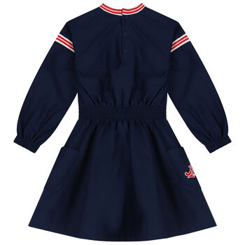 Girls Navy Blue Logo Dress