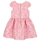 Girls Pink Floral Jacquard Dress, 1, hi-res