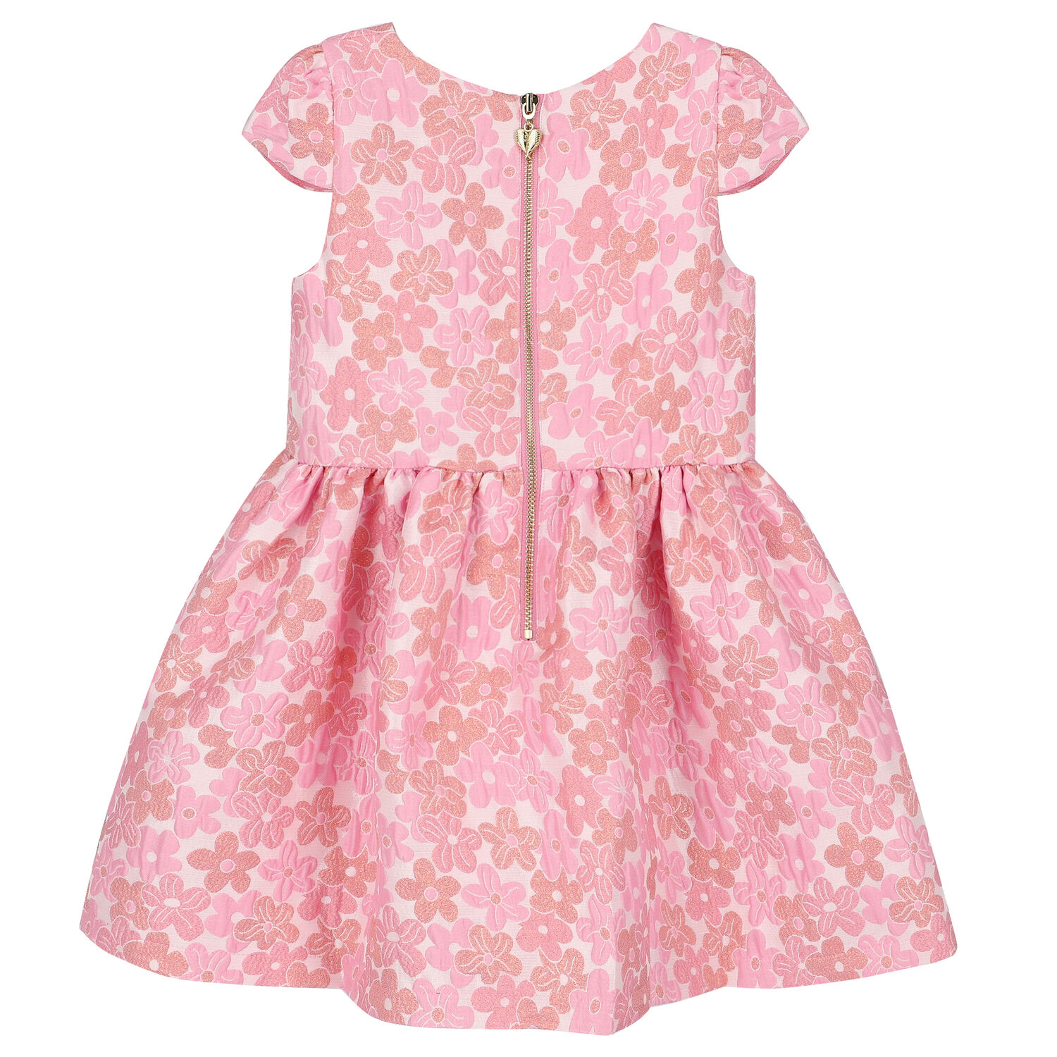 Girls Pink Floral Jacquard Dress, 1, hi-res image number null
