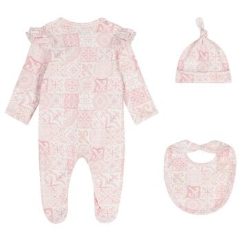 Baby Girls Pink & White Babygrow Gift Set 