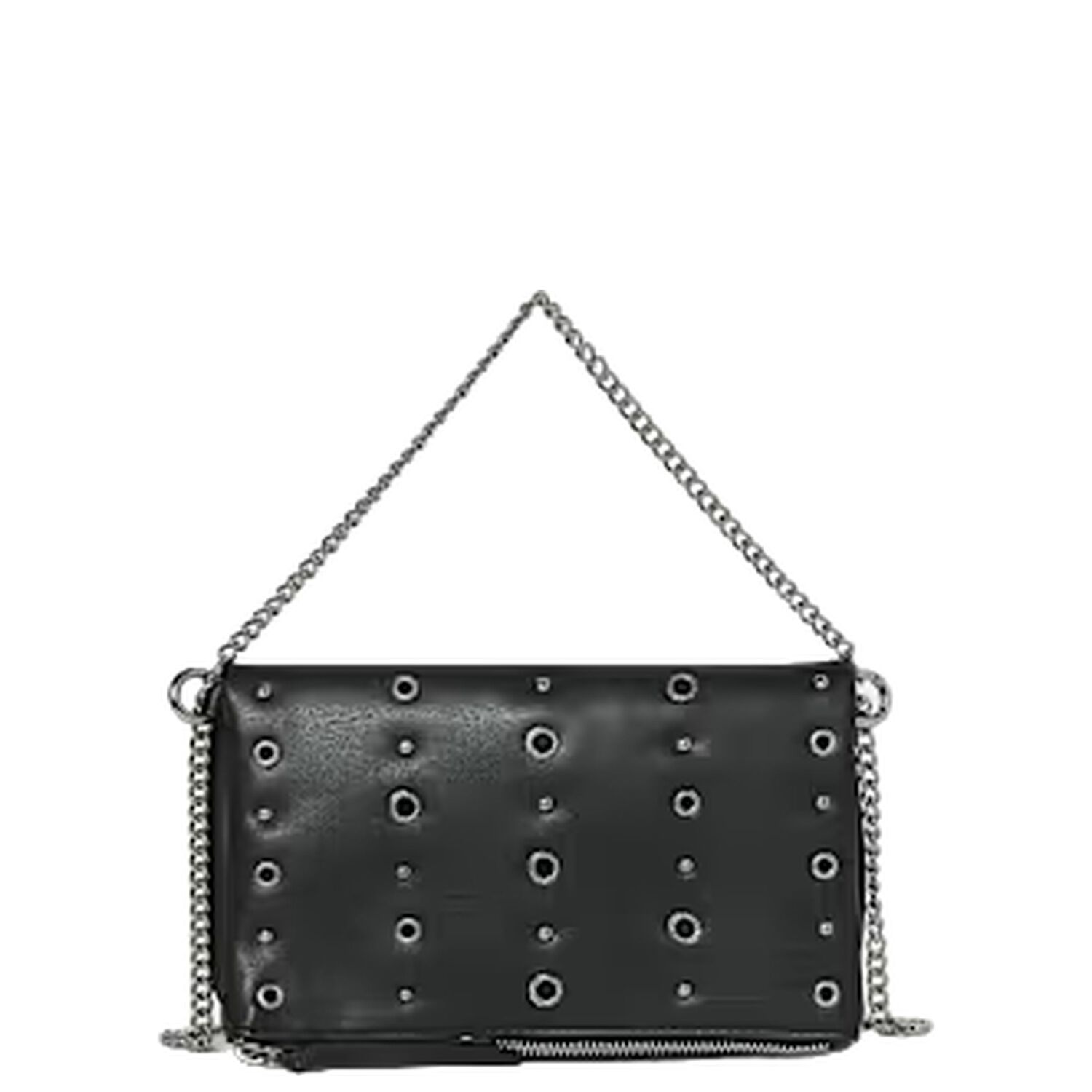 Girls Black & Silver Studded Bag, 2, hi-res