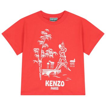 Red Eiffel Tower & Tiger Tail Logo T-Shirt