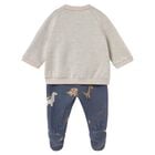 Baby Boys Grey & Blue Dinosaur 2 Piece Babygrow, 2, hi-res