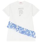 Girls White & Blue Leocorno Dress, 1, hi-res