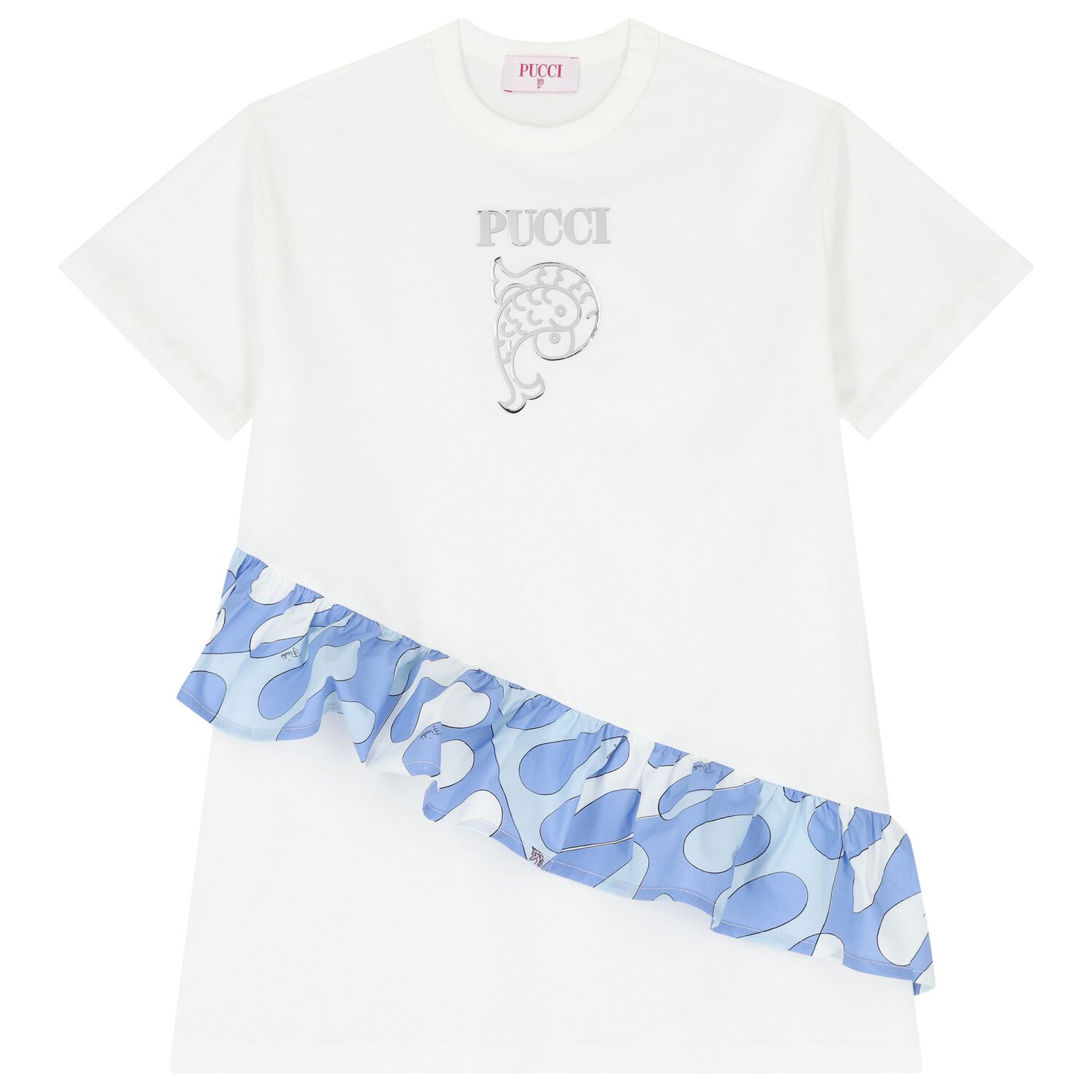 Girls White & Blue Leocorno Dress, 1, hi-res image number null