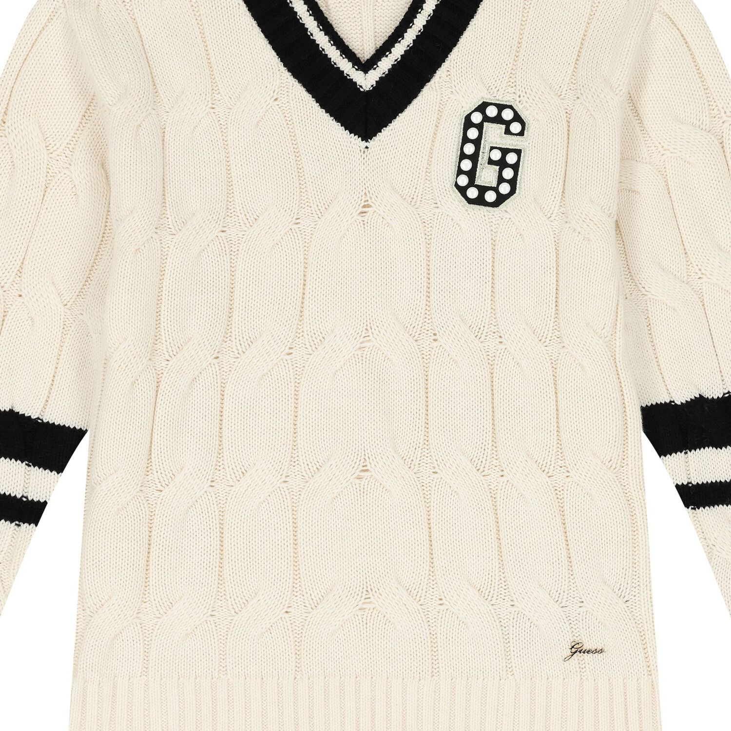 Girls Ivory Logo Knitted Jumper, 1, hi-res