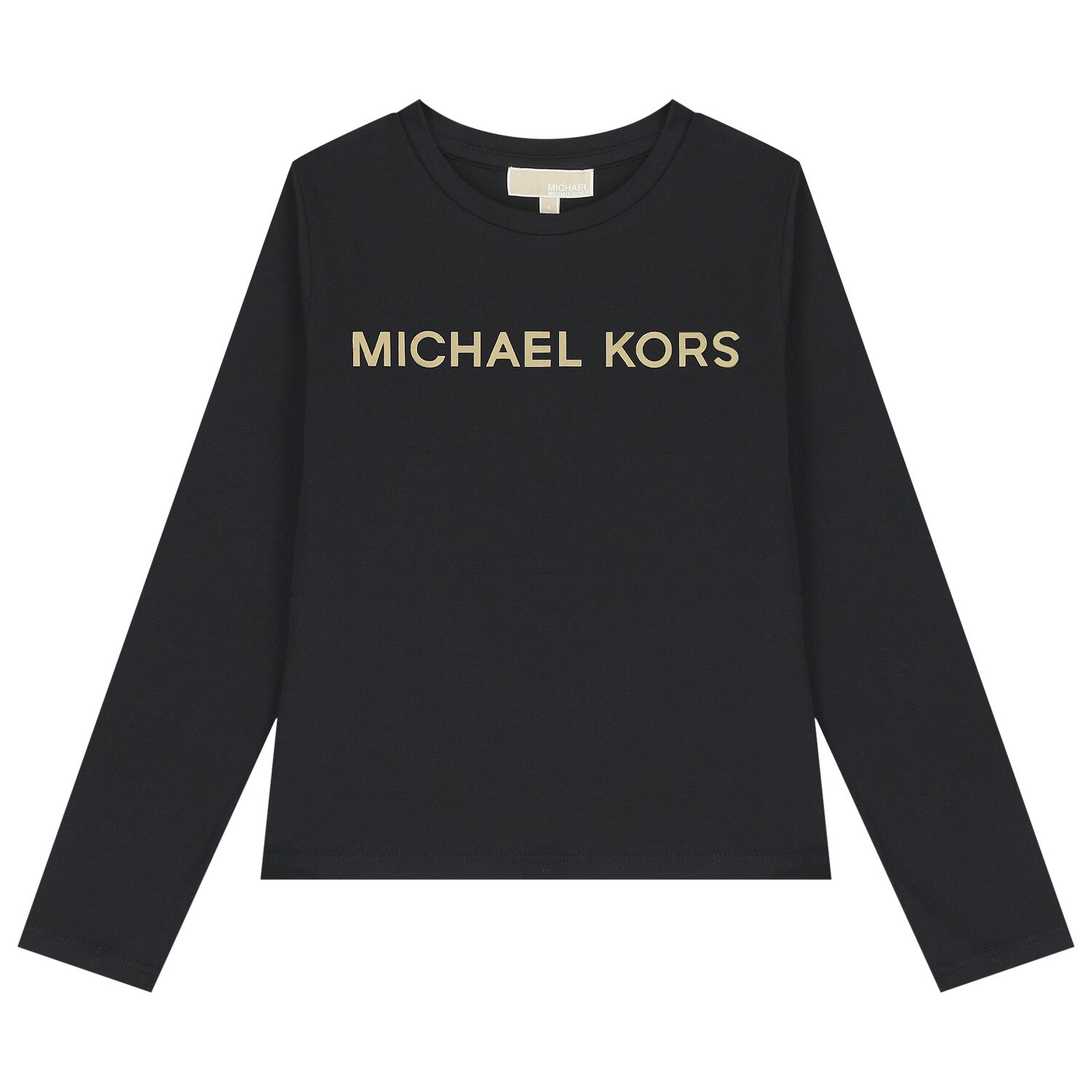 Girls Black Logo Long Sleeve Top, 1, hi-res
