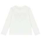 Girls White Logo Long Sleeve Top, 1, hi-res