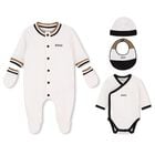 Baby Boys White Logo 5 Piece Gift Set, 1, hi-res