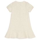 Girls Ivory & Gold Tweed Bow Dress, 1, hi-res
