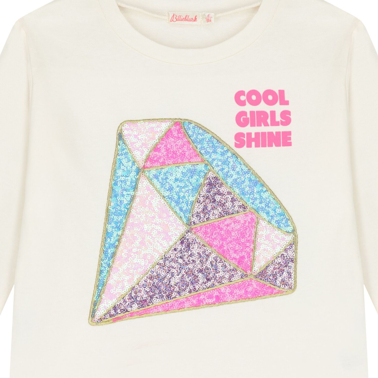 Girls Ivory Sequin Diamond Long Sleeve Top, 2, hi-res image number null