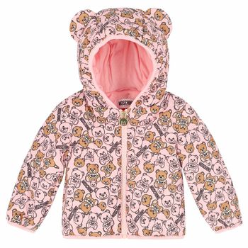 Baby Girls Pink Teddy Logo Jacket