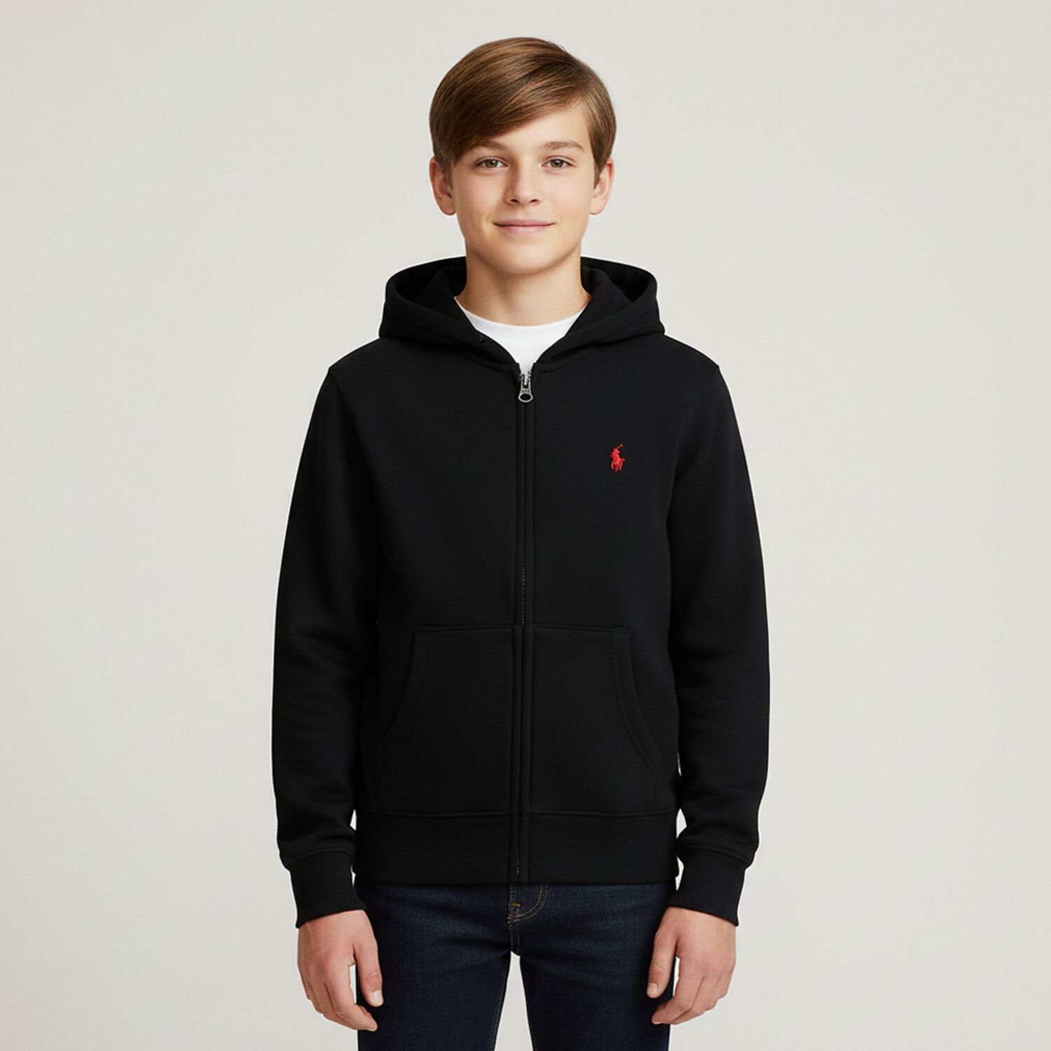 Polo Ralph Lauren Black Zip Up Hoodie Fleece Full-Zip Hoodie