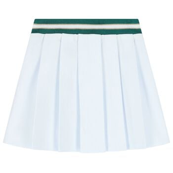 تنورة بنات بالشعار وطيات باللون الأبيض