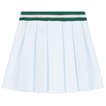 Girls White Logo Pleated Skirt