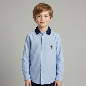 Boys Blue Polo Bear Denim Shirt