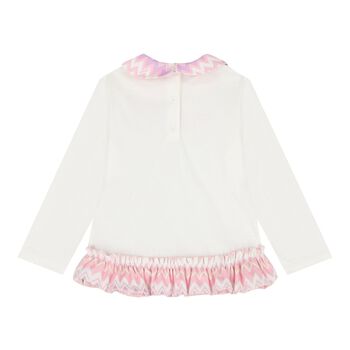 Younger Girls Ivory Zigzag Long Sleeve Top