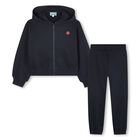 Girls Navy Blue Boke Flower Tracksuit, 1, hi-res